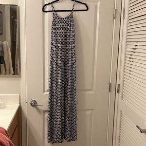 White and blue maxi dress